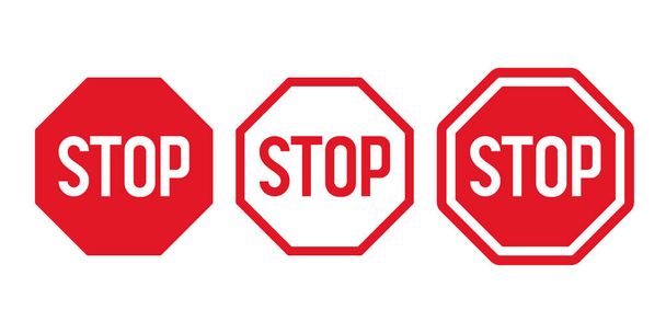  Stop road signs set. Vector clipart isolated on white background. - Vector, Image