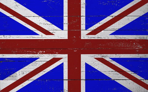 Britse vlag geschilderd op een houten bord - Foto, afbeelding