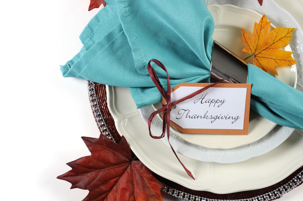 Happy Thanksgiving Dining Table Place Setting - Photo, Image
