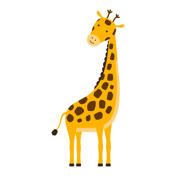 Linda jirafa de diseño de dibujos animados de moda. Icono de ilustración de vector de fauna africana. - Vector, Imagen