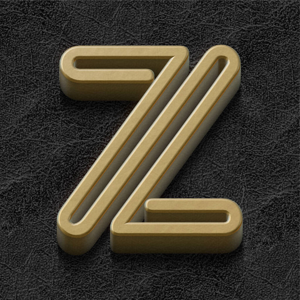 goldener Buchstabe Z auf dunklem Hintergrund, 3D-Renderer - Foto, Bild