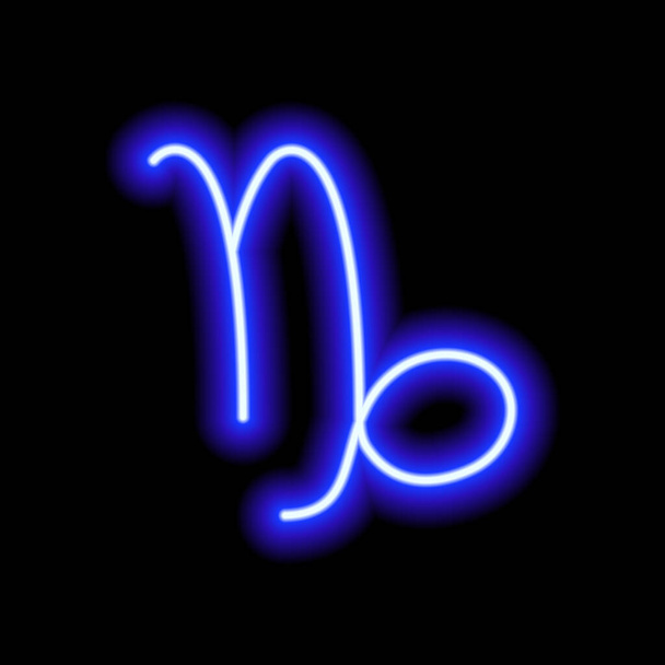 Blue neon zodiac sign Capricorn. Predictions, astrology, horoscope. - Vektor, Bild