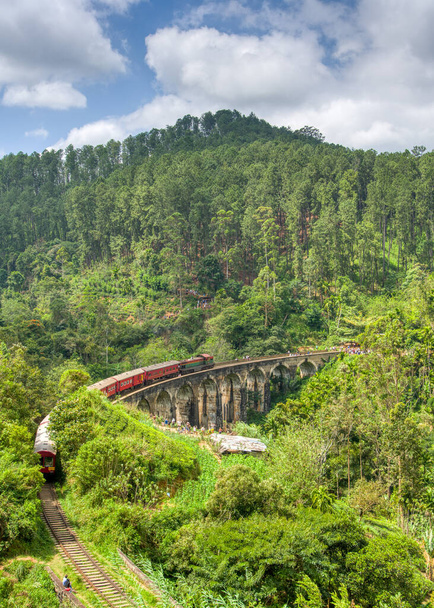 Поезд, пересекающий знаменитый мост Девяти Арк - Фото, изображение