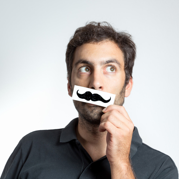 funny guy with fake moustache - Фото, зображення