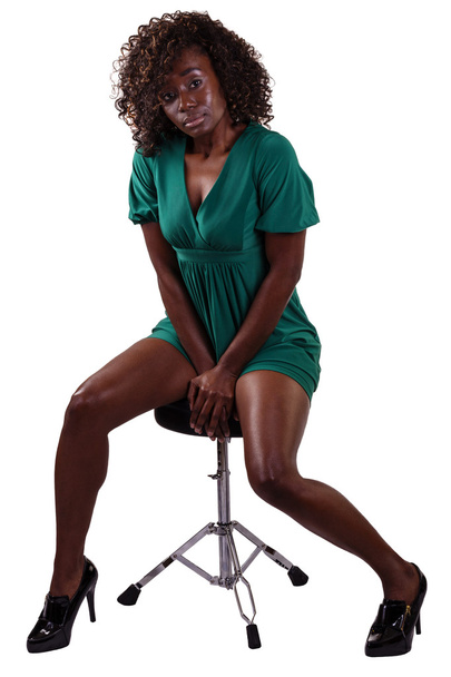 African American Woman Sitting Short Dress - Fotografie, Obrázek