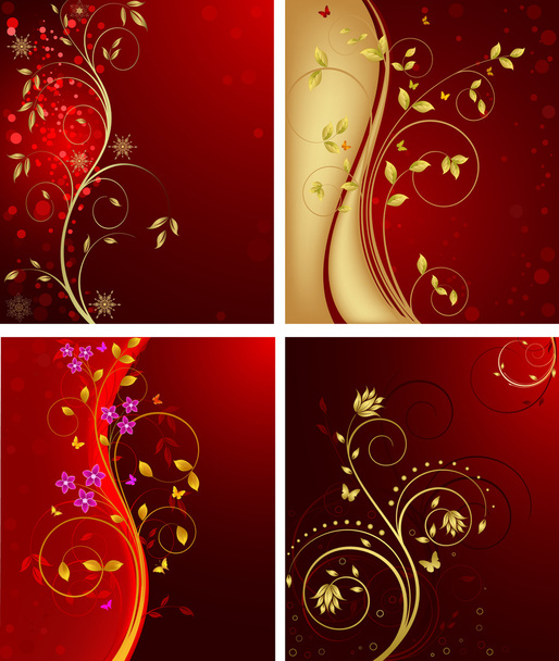 Abstract floral background vector set - Vektör, Görsel