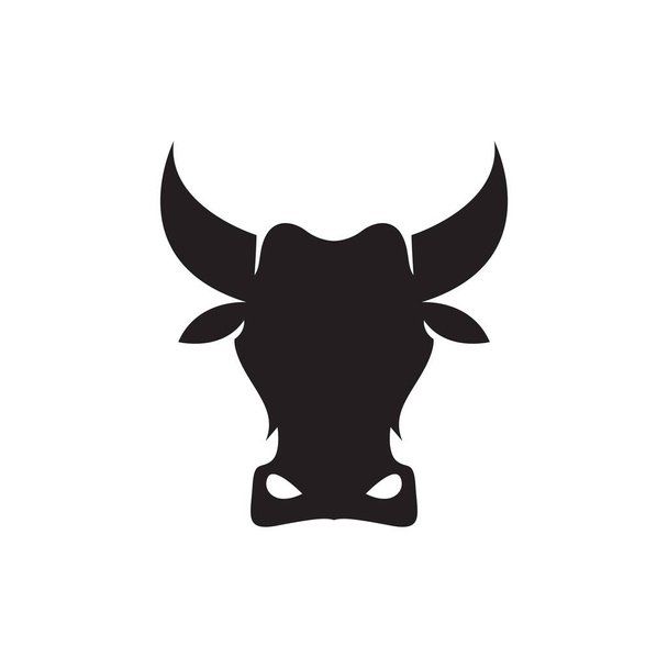 シルエット黒牛の頭のロゴデザインベクトルグラフィックシンボルアイコンイラストクリエイティブアイデア - ベクター画像