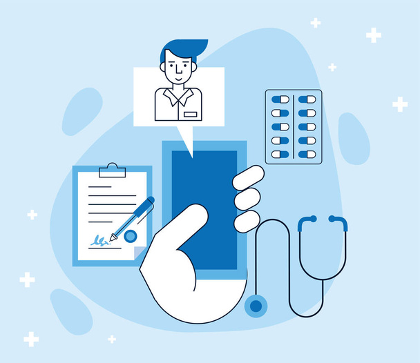 online medical service in smartphone - Vector, Image