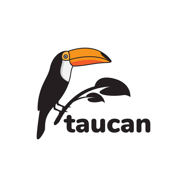 colorato uccello toucan con ramo logo design vettoriale simbolo grafico icona illustrazione creativo idea - Vettoriali, immagini