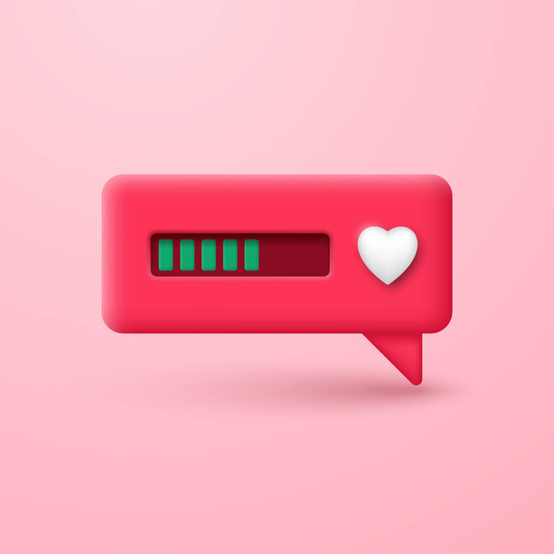 Loading bar on a message bubble with a heart. Waiting for a declaration of love. - Vektor, kép