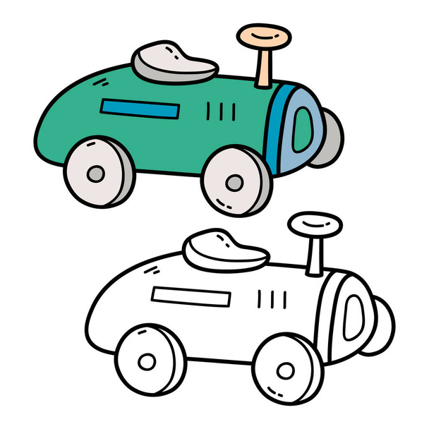 Illustrazione vettoriale da colorare pagina di doodle automobile per bambini e rottami libro - Vettoriali, immagini