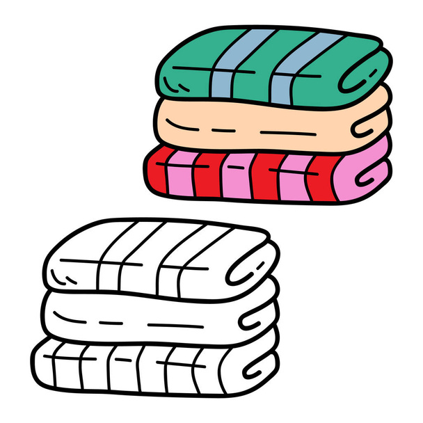 Página de colorir ilustração vetorial de toalhas de banho doodle para crianças e livro de sucata - Vetor, Imagem