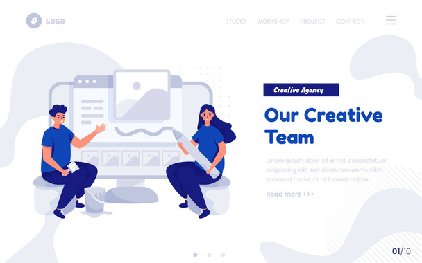 Creative team concept for profile page for creative agency website - Vector, Image