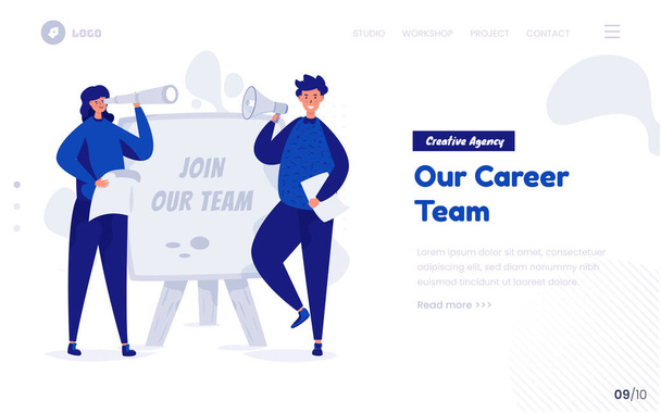 Nehmen Sie an unserer Team-Konzeptillustration für Karriere-Webseite oder Zielseite teil - Vektor, Bild