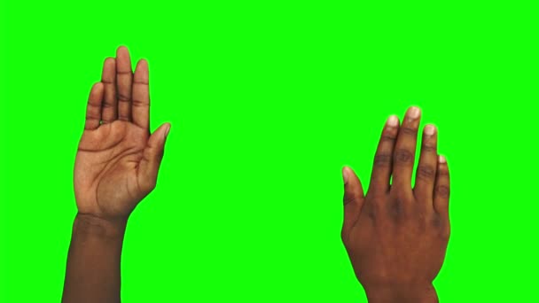 Zestaw 27 gestów wykonanych przez Black Men dłoni do sterowania ekranem dotykowym na zielonym tle ekranu - Materiał filmowy, wideo
