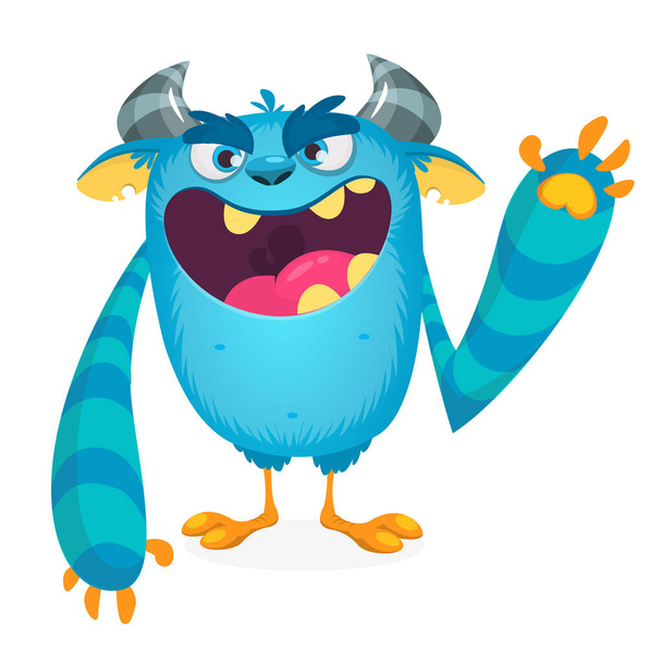 Happy cartoon monster. Vector Halloween monster  - Vetor, Imagem