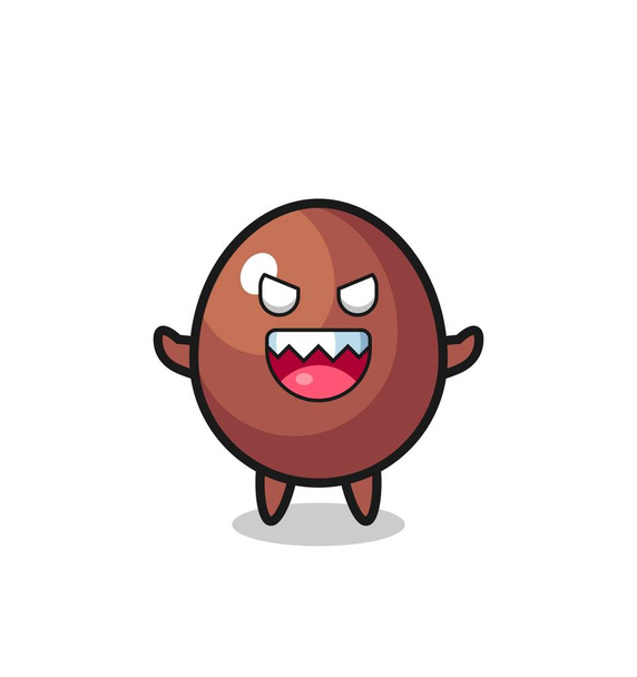 illustration of evil chocolate egg mascot character , cute design - Vector, Image