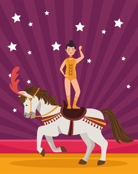 artista de circo en caballo - Vector, Imagen