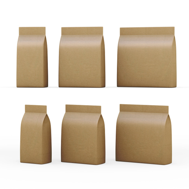 Emballage de sac en papier brun pour produits généraux avec pat à clipper
 - Photo, image