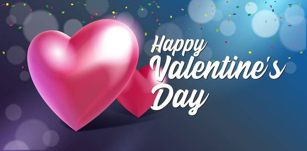 Valentines Day Banner 3D Heart Background. Red, White, Pink, Blue. Postcard, Love Message or Greeting Card. Place For Text. Ready For Your Design, Advertising. Vector Illustration. EPS10 - Вектор, зображення