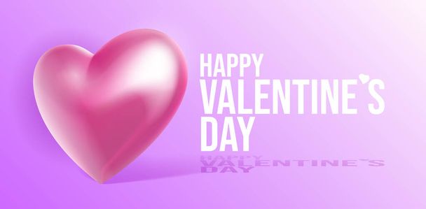 Valentines Day Banner 3D Heart Background. Red, White, Pink. Postcard, Love Message or Greeting Card. Place For Text. Ready For Your Design, Advertising. Vector Illustration. EPS10 - Vector, imagen