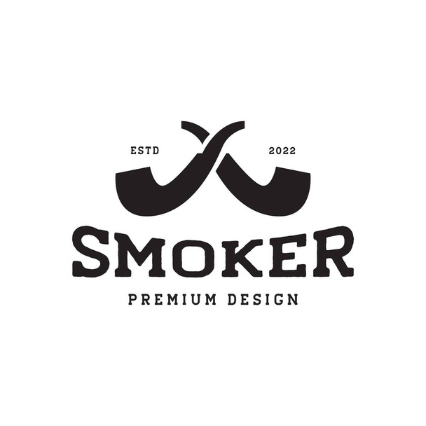 vintage shape cigar pipe logo design, vector graphic symbol icon illustration creative idea - Vector, Image