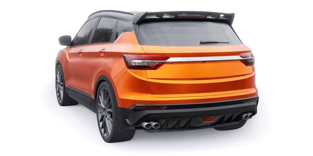 Πορτοκαλί σπορ συμπαγές αυτοκίνητο SUV. 3d καθιστούν εικονογράφηση. - Φωτογραφία, εικόνα