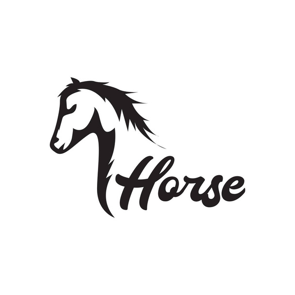 サイドビュー孤立した頭の馬のロゴデザインベクトルグラフィックシンボルアイコンイラストクリエイティブアイデア - ベクター画像
