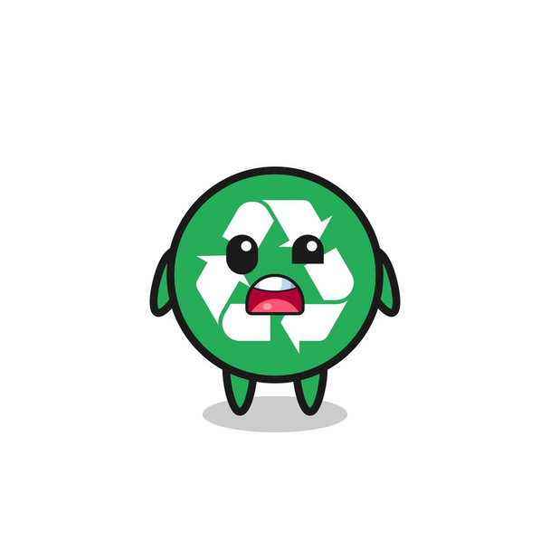 o rosto chocado da mascote de reciclagem bonito, design bonito - Vetor, Imagem