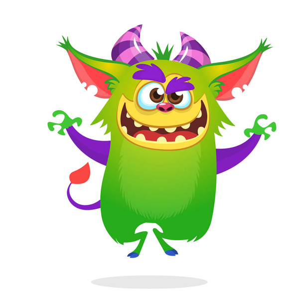 Angry troll cartoon dancing. Halloween children illustration - Vector, Image