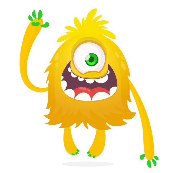 Cute cartoon monster with one eye. Smiling monster emotion with big mouth. Halloween vector illustratio - Vektori, kuva