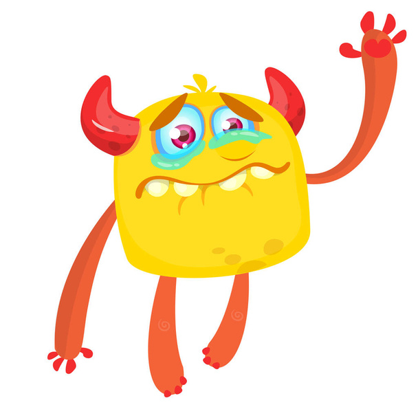 Crying monster character cartoon. Vector illustration of monster with sad emotion - Vector, Image