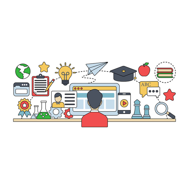 A perfect design illustration of e learning - Vector, Image