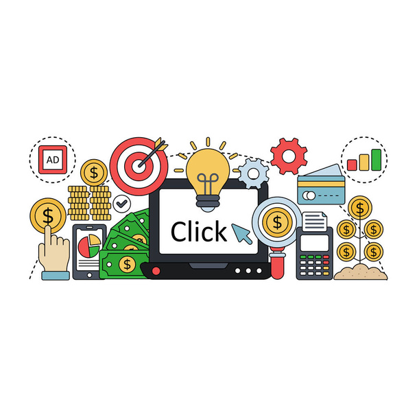 A trendy design illustration of pay per click - Vector, Image