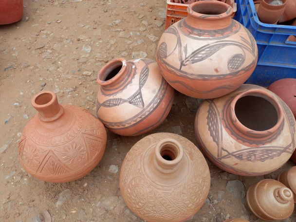 hliněná keramika, matka, hliněné řemesla, ghada, jaipur, rajasthan - Fotografie, Obrázek