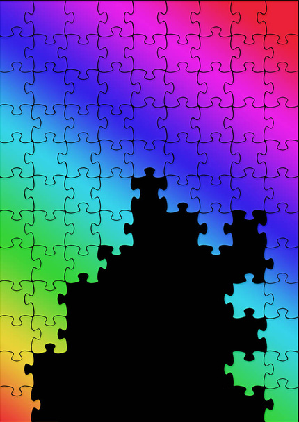 Puzzelstukjes vormen een achtergrond afbeelding in deze 3-d illustratie. - Foto, afbeelding