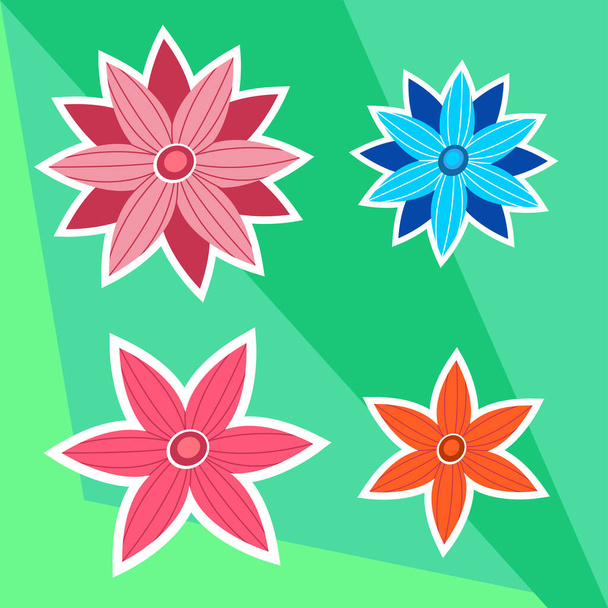 Flowers. Stylized bright flowers with a white frame. Summer or spring background - Vector, Image