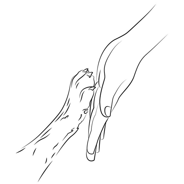 Зображення дружби між людиною і собакою. Рука і лапа. Може використовуватися для татуювання
 - Вектор, зображення