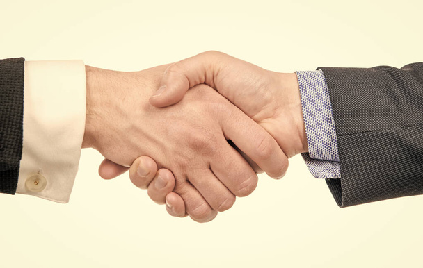 two shaking hands. business deal and support. partnership and cooperation. welcome gesture. - Photo, Image