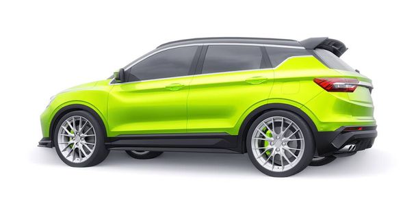 Зелений спортивний компактний автомобільний позашляховик. 3d ілюстрація рендеринга
. - Фото, зображення