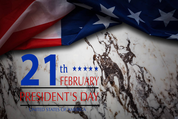 Conceito de dia de presidentes felizes com bandeira vintage dos Estados Unidos no fundo de pedra velha - Foto, Imagem