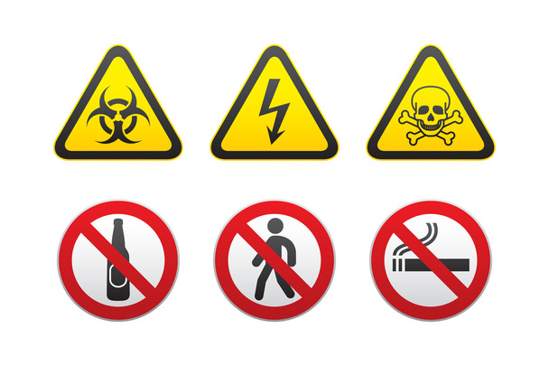 Векторный набор предупреждающих знаков и запрещенных знаков
 - Вектор,изображение
