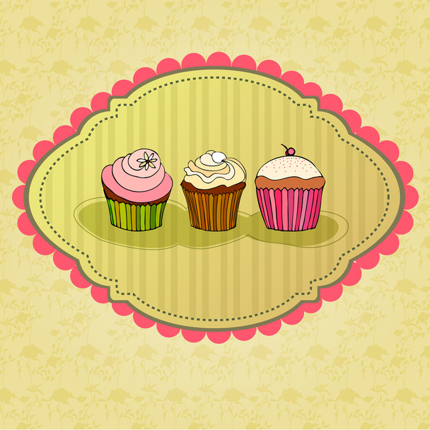 cute retro cupcakes card - Photo, Image