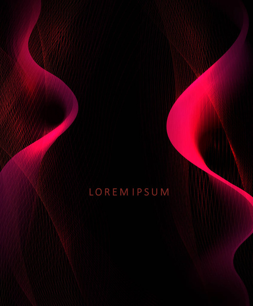 A curved figure and a small, indistinct red mesh texture on a black background. - Вектор,изображение
