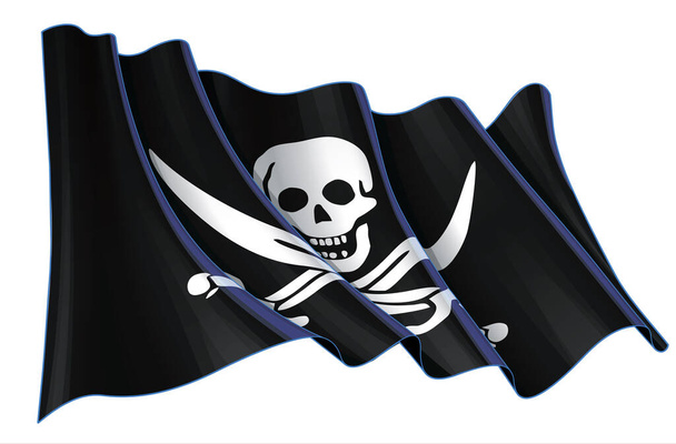 Vektorillustration eines winkenden Jolly Roger des Piraten Calico Jack. Alle Elemente sauber auf klar definierten Ebenen und Gruppen. - Vektor, Bild