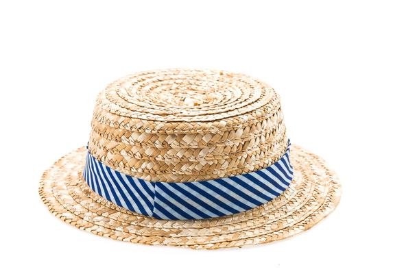 ψάθινο καπέλο απομονωμένο σε λευκό - Φωτογραφία, εικόνα
