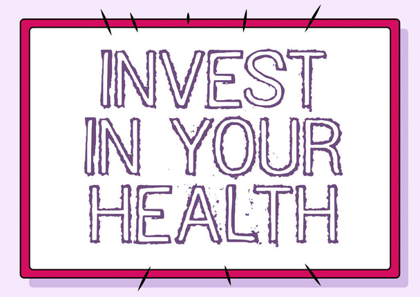 Inspiraatio osoittaa merkki Invest In Your Health. Käsitteen merkitys laittaa rahaa ylläpitoon tai parantamiseen terveydelle Line Illustrated Taustat eri muotoja ja värejä. - Valokuva, kuva