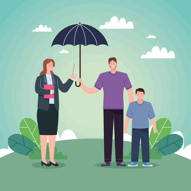 umbrella insurance with agent - Vector, Image