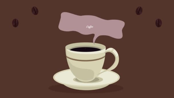 Kaffeehaus-Schriftzug mit Tasse-Animation - Filmmaterial, Video