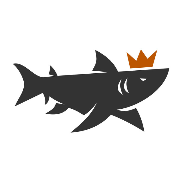 Ikona króla rekinów Ilustracja Tożsamość marki - Wektor, obraz